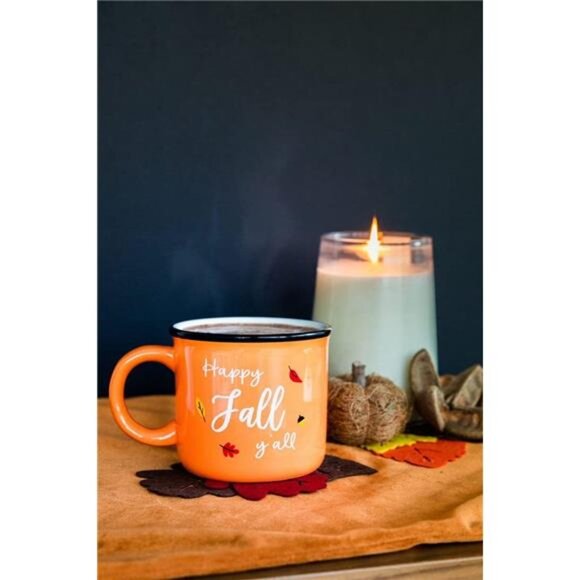 Happy Fall Y'all Mug, Autumn Coffee Mug, Home Dećor Accessories, Orange, 15oz - Picture 2 of 7